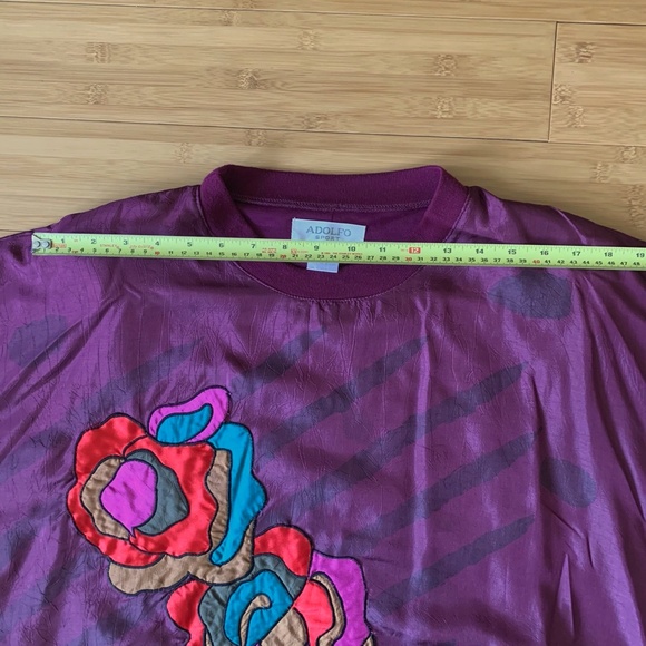 Vintage ADOLFO Sport Women's Shoulder Pads Dolman Sleeves 80s Style Pullover Top - Picture 7 of 10